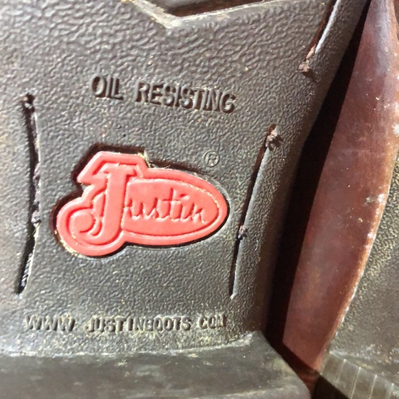 Justin Cowboy Boots Brown Tan Black Orange 12D - Picture 6 of 9